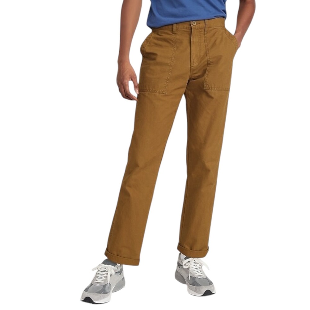 Old Navy Workwear Brown Utility Carpenter Pants Chino Bourbon Straight Leg 32x32